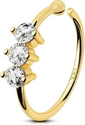 Nose Piercing Jewely, Seamless pretension overall literally tedious intaglio abrasion Open Cartilage Helix Earrings OUFER 14K Solid Gold Nose Rings Hoops, 20G Hoop Nose Rings for Women, Clear CZ 