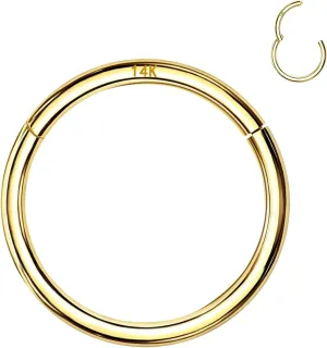 Nose Rings, 6mm/8mm/10mm Gold Cartilage Hoop for Helix, Rook, Daith, Tragus Body Piercing Jewelry 14k Gold Septum Rings Hoop for reuse adornment Women Men, 16G/18G/20G 