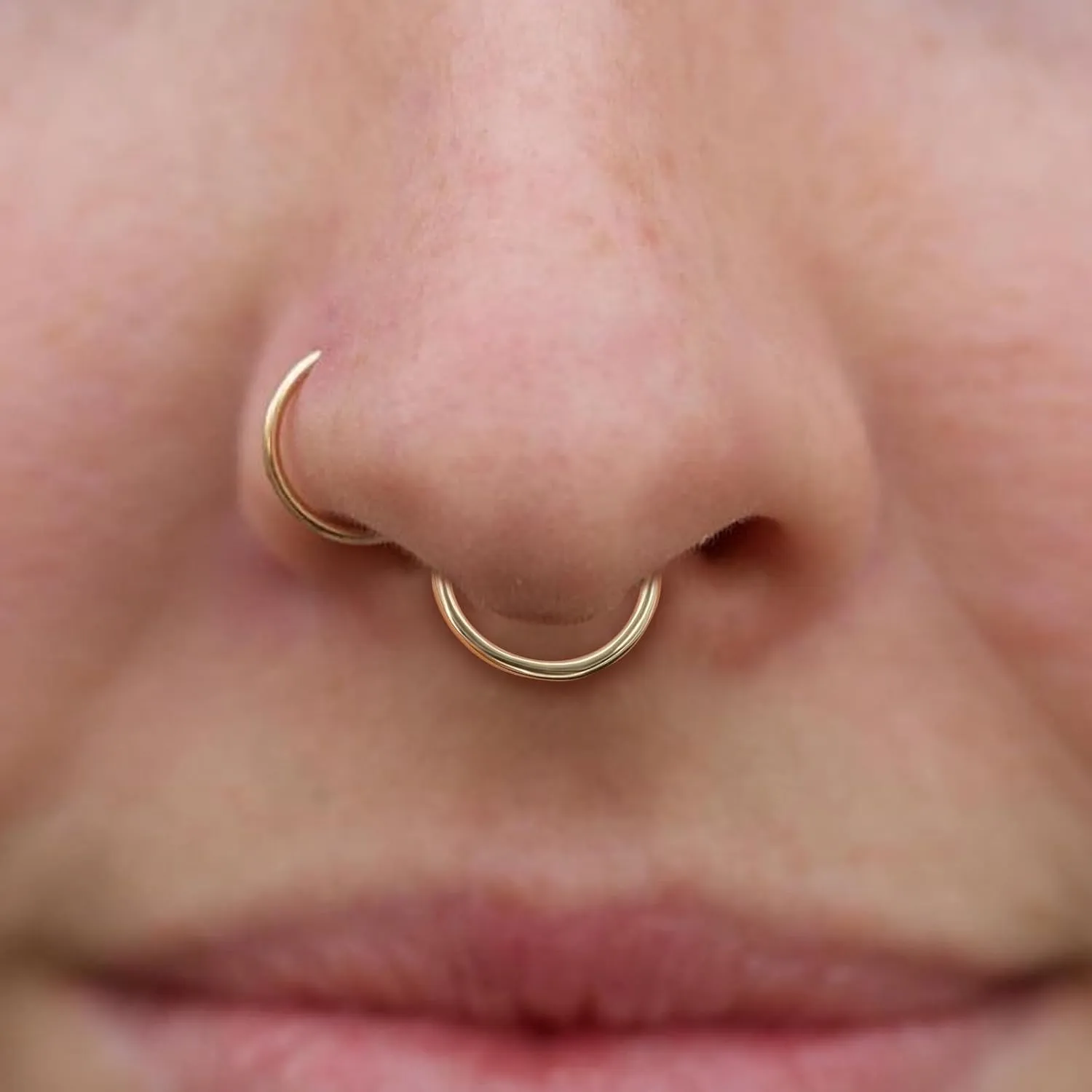 Nose Rings, 6mm/8mm/10mm Gold Cartilage Hoop for Helix, Rook, Daith, Tragus Body Piercing Jewelry 14k Gold Septum Rings Hoop for reuse adornment Women Men, 16G/18G/20G 