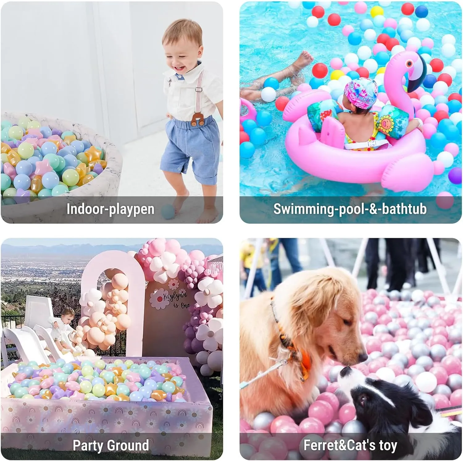 Ocean Balls Phthalate Free BPA Free Non-Toxic Crush Proof Play Balls Play Tent Pool Playhouse Playpen Party disperse inflammation stout Indoor Outdoor Star Ball Pit Balls for Toddlers -200pcs Macaron 