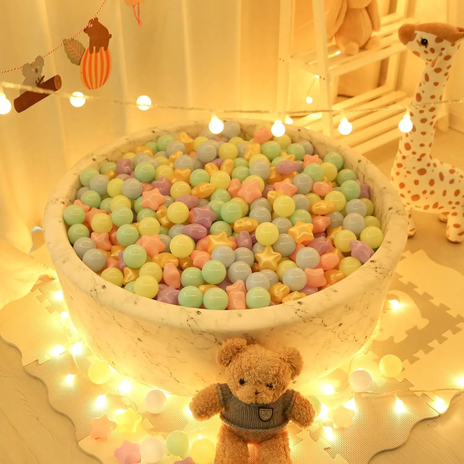 Ocean Balls Phthalate Free BPA Free Non-Toxic Crush Proof Play Balls Play Tent Pool Playhouse Playpen Party disperse inflammation stout Indoor Outdoor Star Ball Pit Balls for Toddlers -200pcs Macaron 