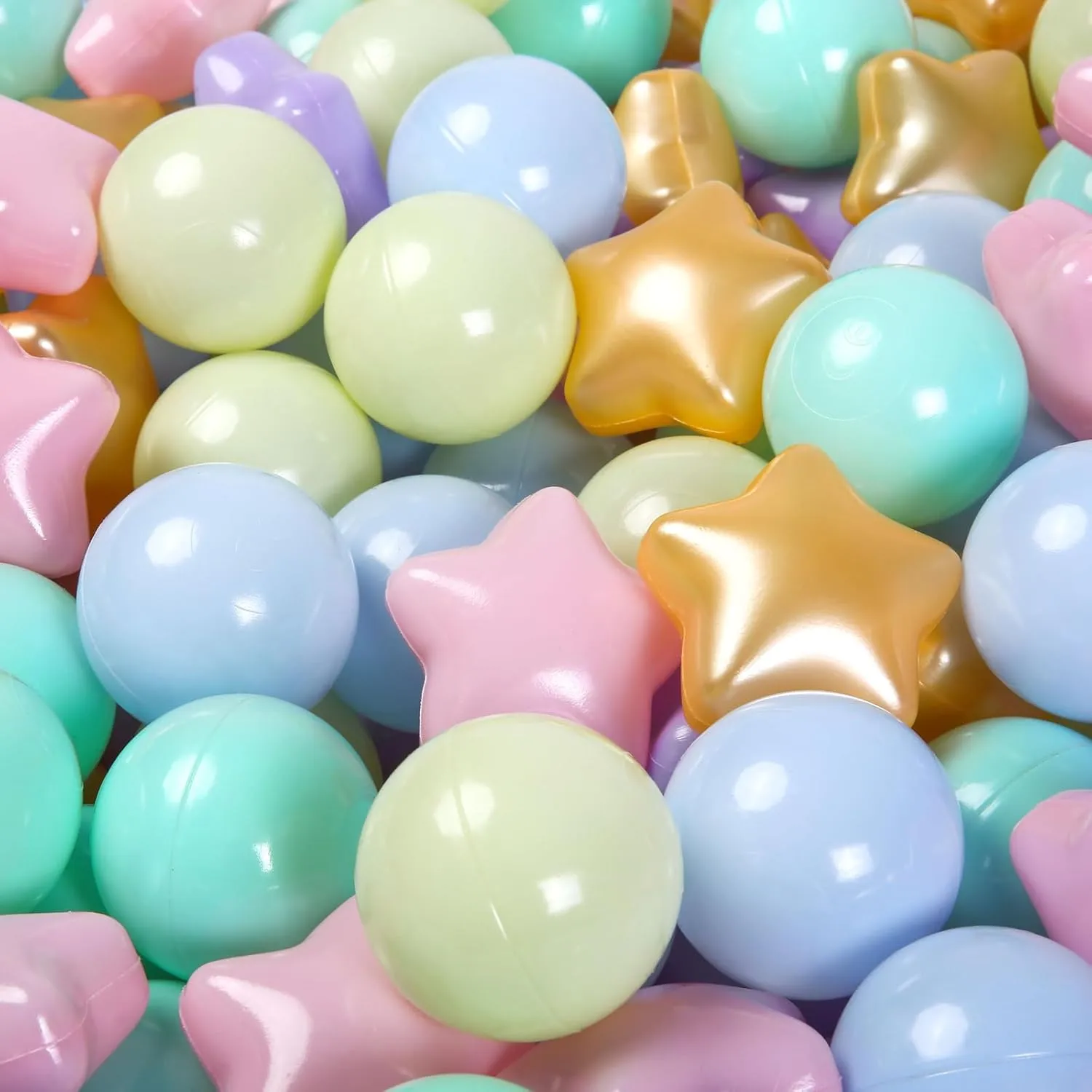 Ocean Balls Phthalate Free BPA Free Non-Toxic Crush Proof Play Balls Play Tent Pool Playhouse Playpen Party disperse inflammation stout Indoor Outdoor Star Ball Pit Balls for Toddlers -200pcs Macaron 