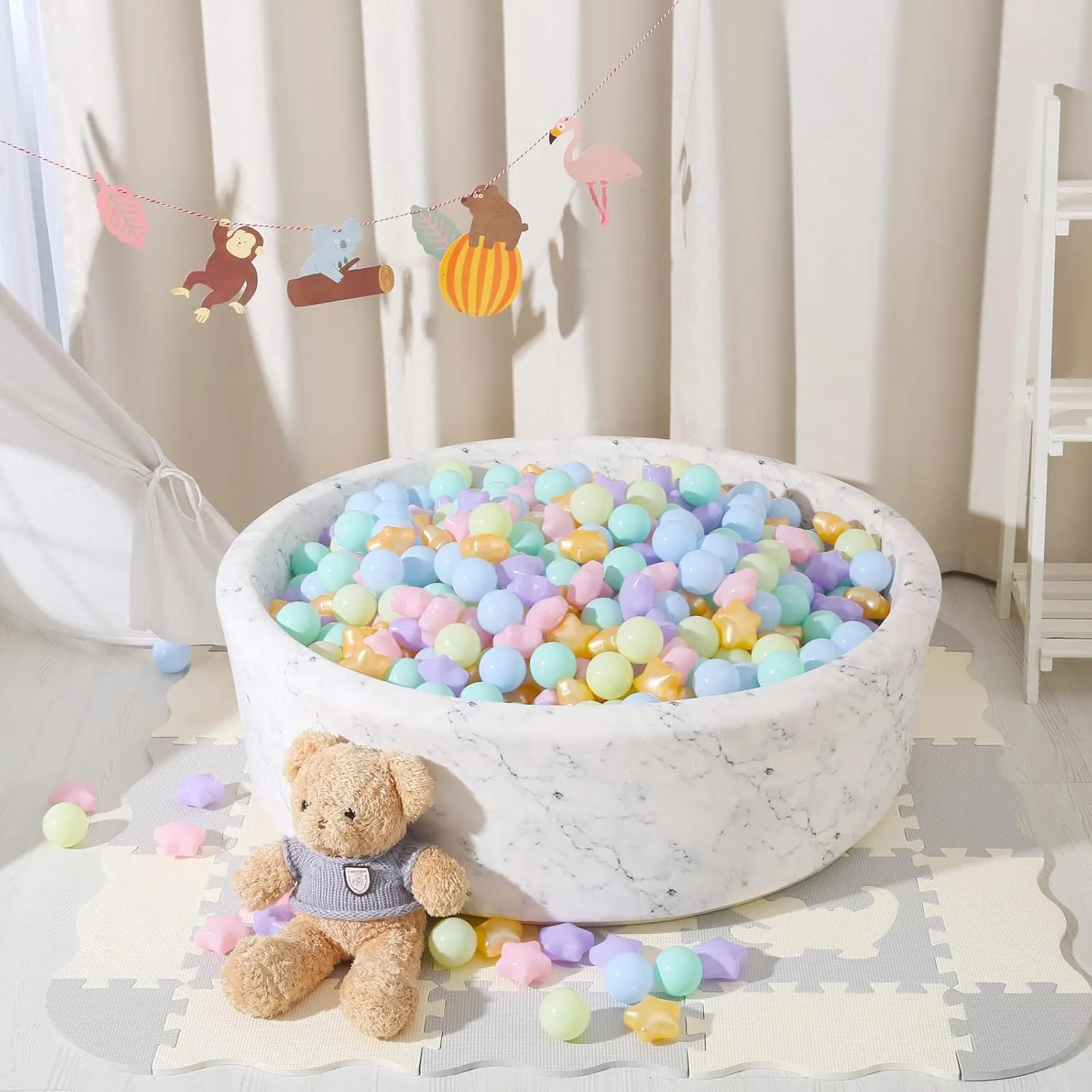 Ocean Balls Phthalate Free BPA Free Non-Toxic Crush Proof Play Balls Play Tent Pool Playhouse Playpen Party disperse inflammation stout Indoor Outdoor Star Ball Pit Balls for Toddlers -200pcs Macaron 