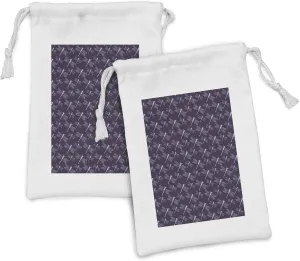 of 2, Tropical Insect with Ornate Wings on Dark Purple Backdrop, Small Drawstring Bag for Toiletries cohesive tricycle television situated Masks and Favors, 9" x 6", Dark Purple Aqua Lilac Ambesonne Dragonfly Fabric Pouch Set 