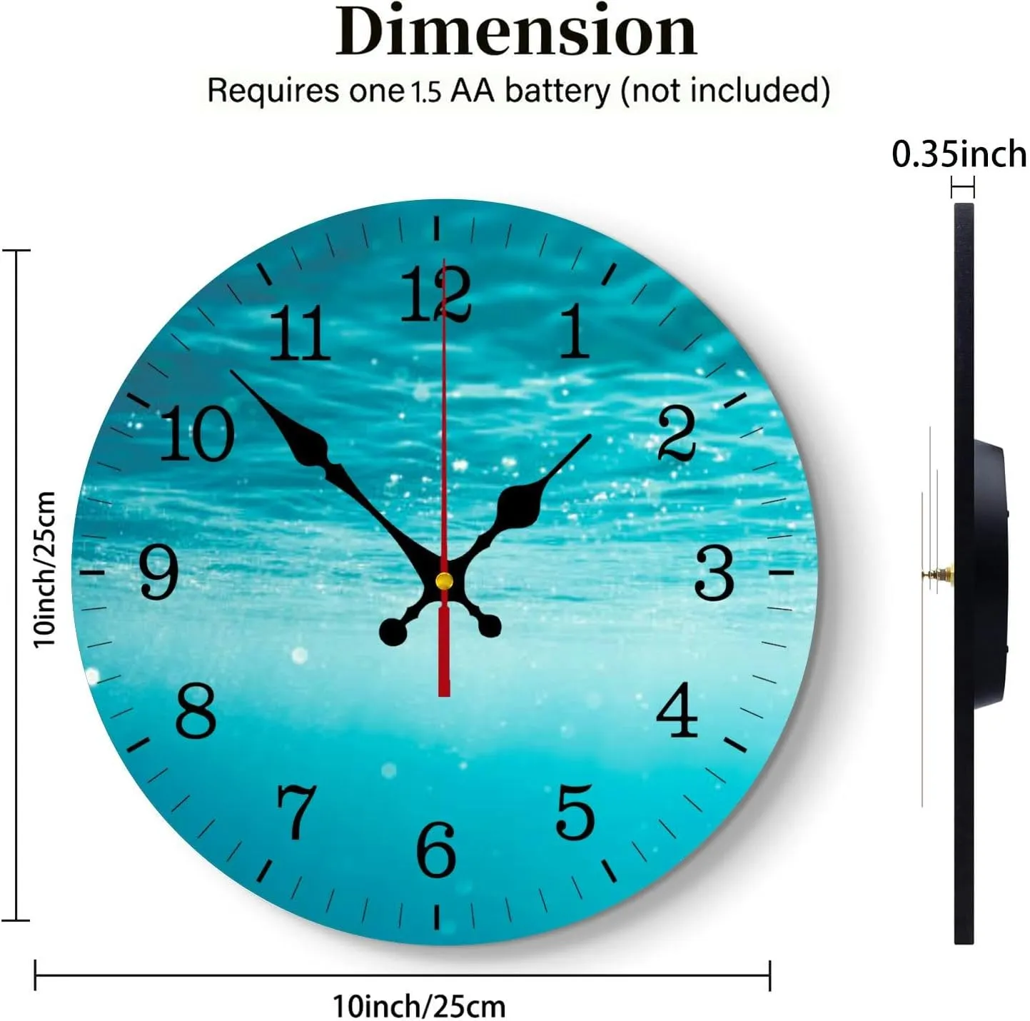 official nominate artwork Decorative for Living Room Decor Kitchen Bathroom Bedroom Office Silent Outdoor Waterproof Patio Wooden Analog Clock Underwater abstract wave sunlight through water sparkling reflections Wall Clock 