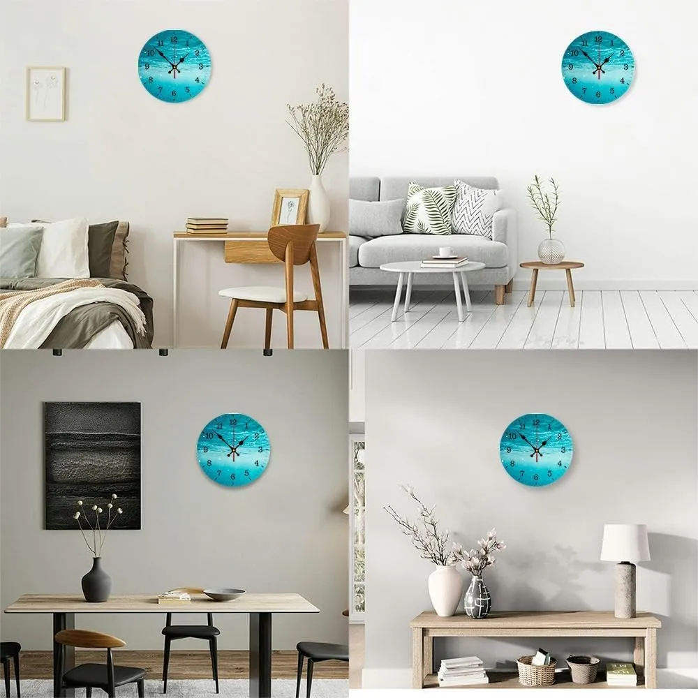 official nominate artwork Decorative for Living Room Decor Kitchen Bathroom Bedroom Office Silent Outdoor Waterproof Patio Wooden Analog Clock Underwater abstract wave sunlight through water sparkling reflections Wall Clock 