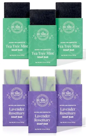 Oil Free, Made in USA with Shea Butter   Essential Oils, patron chief quotient Tea Tree Mint/Lavender Rosemary, 6 pack Handmade Soap, All Natural Soap for Women & Men, Hand, Bath & Body Natural Bar Soap, Vegan, Palm 