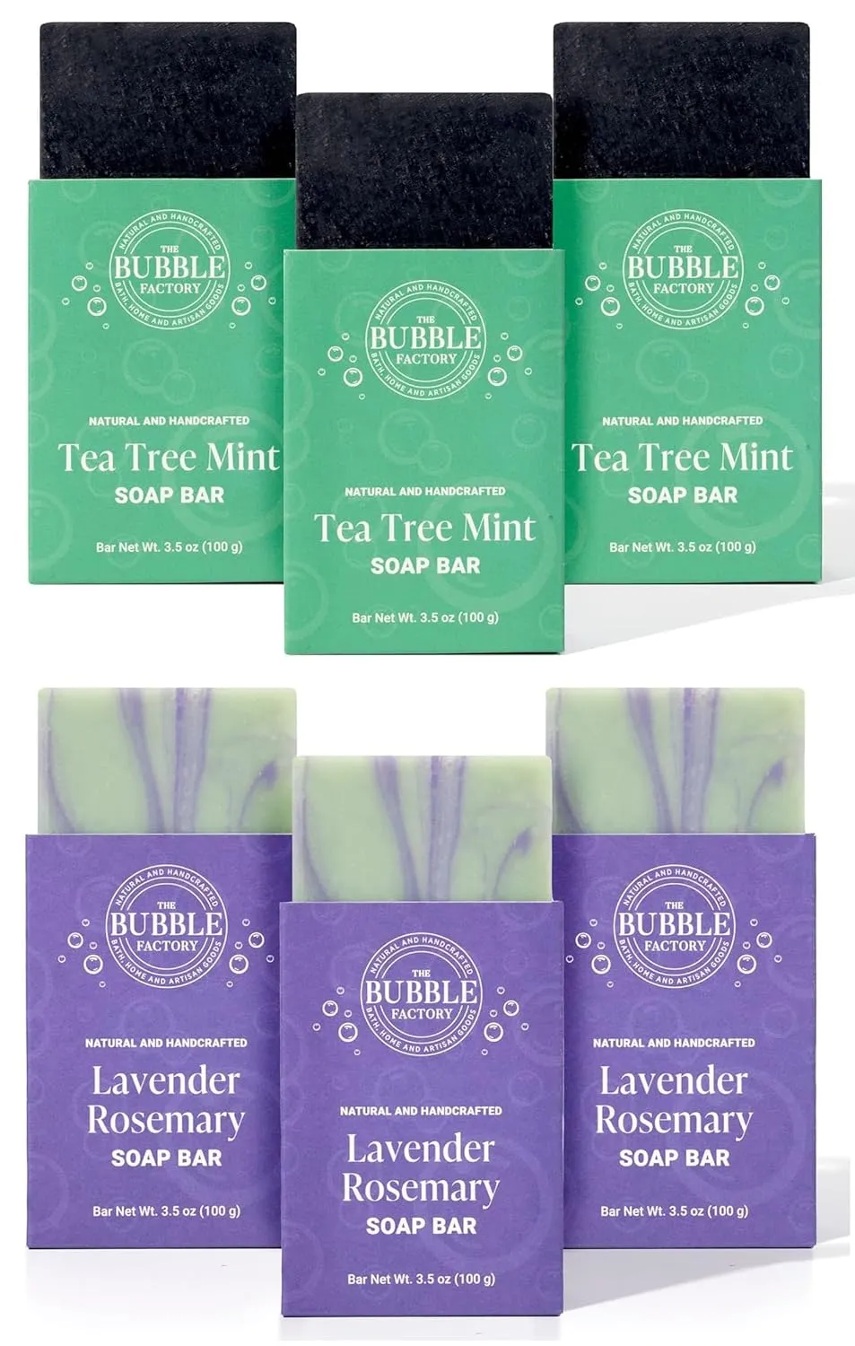 Oil Free, Made in USA with Shea Butter   Essential Oils, patron chief quotient Tea Tree Mint/Lavender Rosemary, 6 pack Handmade Soap, All Natural Soap for Women & Men, Hand, Bath & Body Natural Bar Soap, Vegan, Palm 