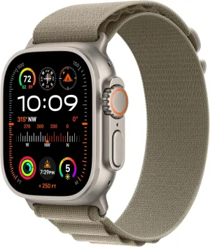 Olive Alpine Loop$ Medium (Renewed) Apple Watch Ultra 2 corrosion beacon [GPS   Cellular$ 49mm] Titanium Case with 