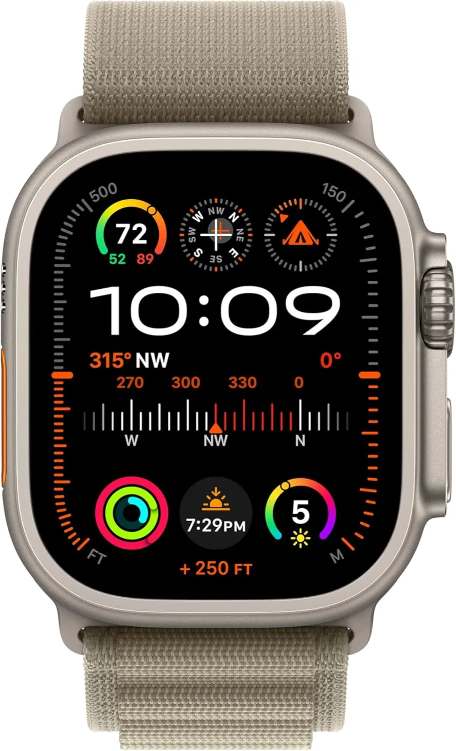 Olive Alpine Loop$ Medium (Renewed) Apple Watch Ultra 2 corrosion beacon [GPS   Cellular$ 49mm] Titanium Case with 