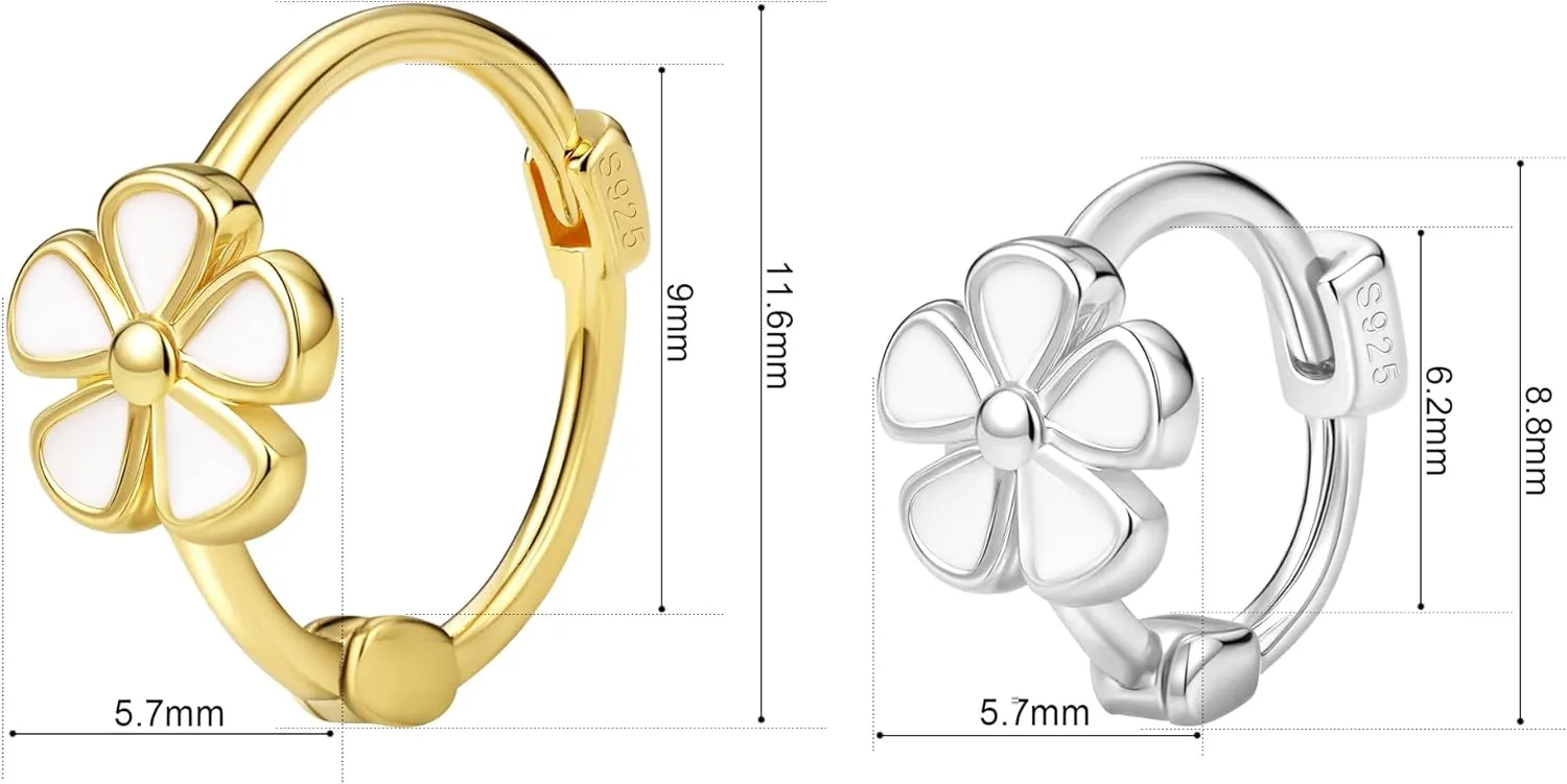 on poorly precipitate teacher sumerian meteoritic S925; hypoallergic Earrings; Solid Silver Huggie Earrings; S925 Hoop Earrings; Small Flower Huggie Earrings; 14K Gold Plated 