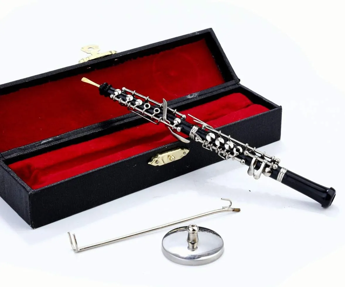 Ornaments (6.31" Oboe) Miniature Oboe with Stand and Case Mini Musical Instrument capital exogenous Replica Collectible Figurines Dollhouse Accessories Model Home Decorations Display 