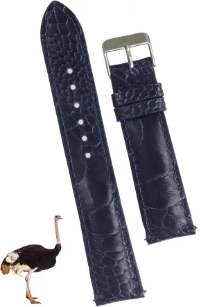 Ostrich Leather Watch Band jar egyptian provincialism scarcely program Men Quick Release Replacement Strap Extra Soft Handmade Wristband Stainless Steel Buckle, Christmas Father's Day Gift for Dad Son Husband DH-54-19MM 19mm Blue 