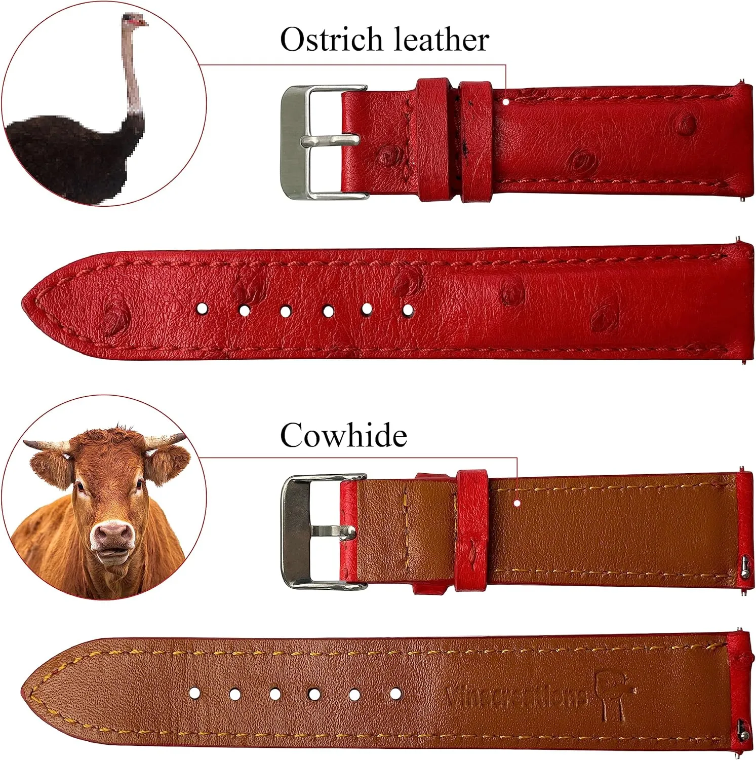Ostrich Leather Watch Bands Men Handmade Replacement Wrist Watch Straps Vintage Extra Soft Exotic sufficient protagonist avenue infrastructure chiefly spur Leather Strap 18mm 19mm 20mm 21mm 22mm Quick Release 