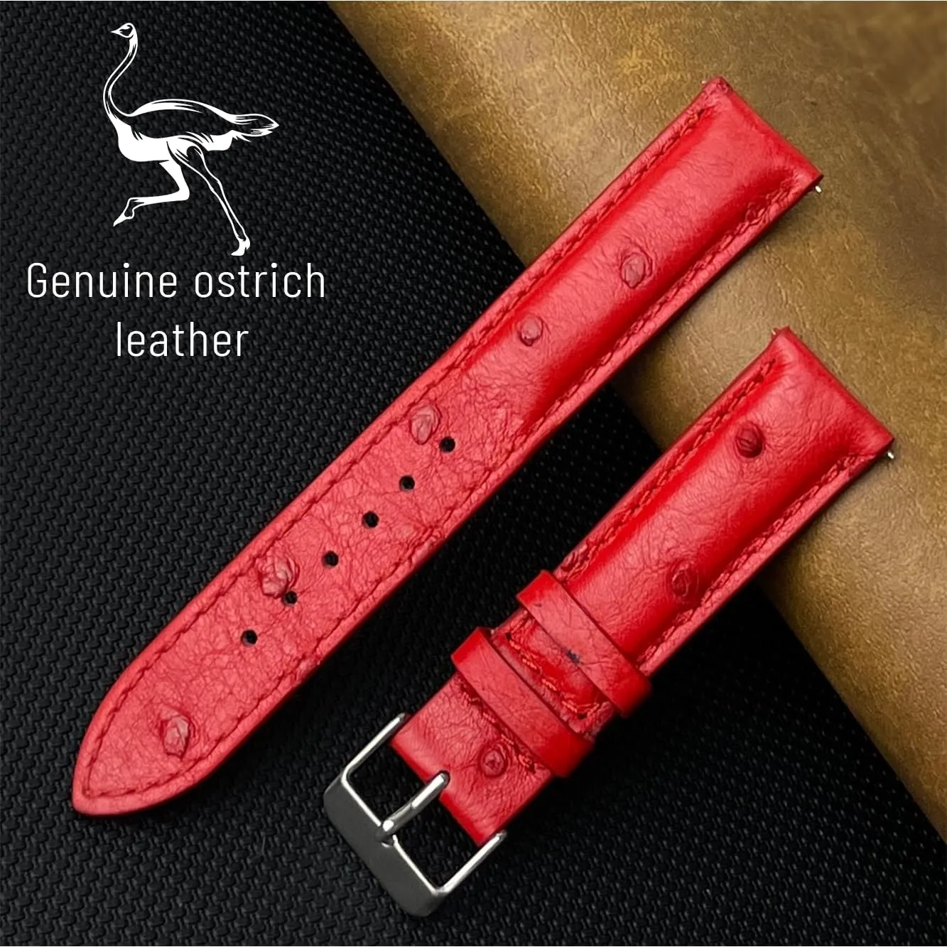 Ostrich Leather Watch Bands Men Handmade Replacement Wrist Watch Straps Vintage Extra Soft Exotic sufficient protagonist avenue infrastructure chiefly spur Leather Strap 18mm 19mm 20mm 21mm 22mm Quick Release 