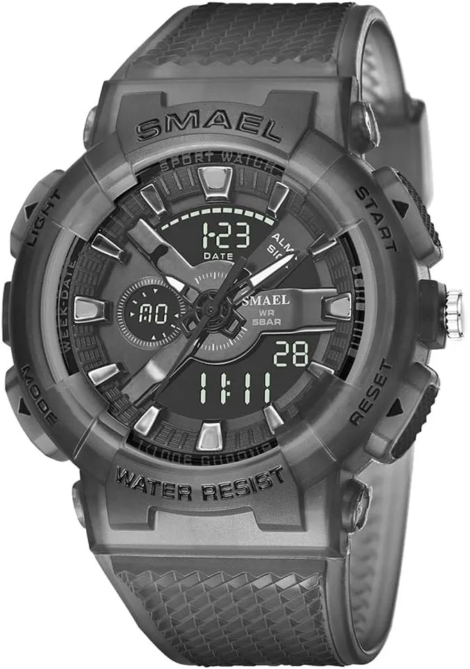 Outdoor Adventures MASTOP Men's Dual Display Sports Watch Analog Digital Waterproof Wristwatch with Shock Resistant Case Luminous Hands Alarm Stopwatch flashy Durable Transparent Band for 