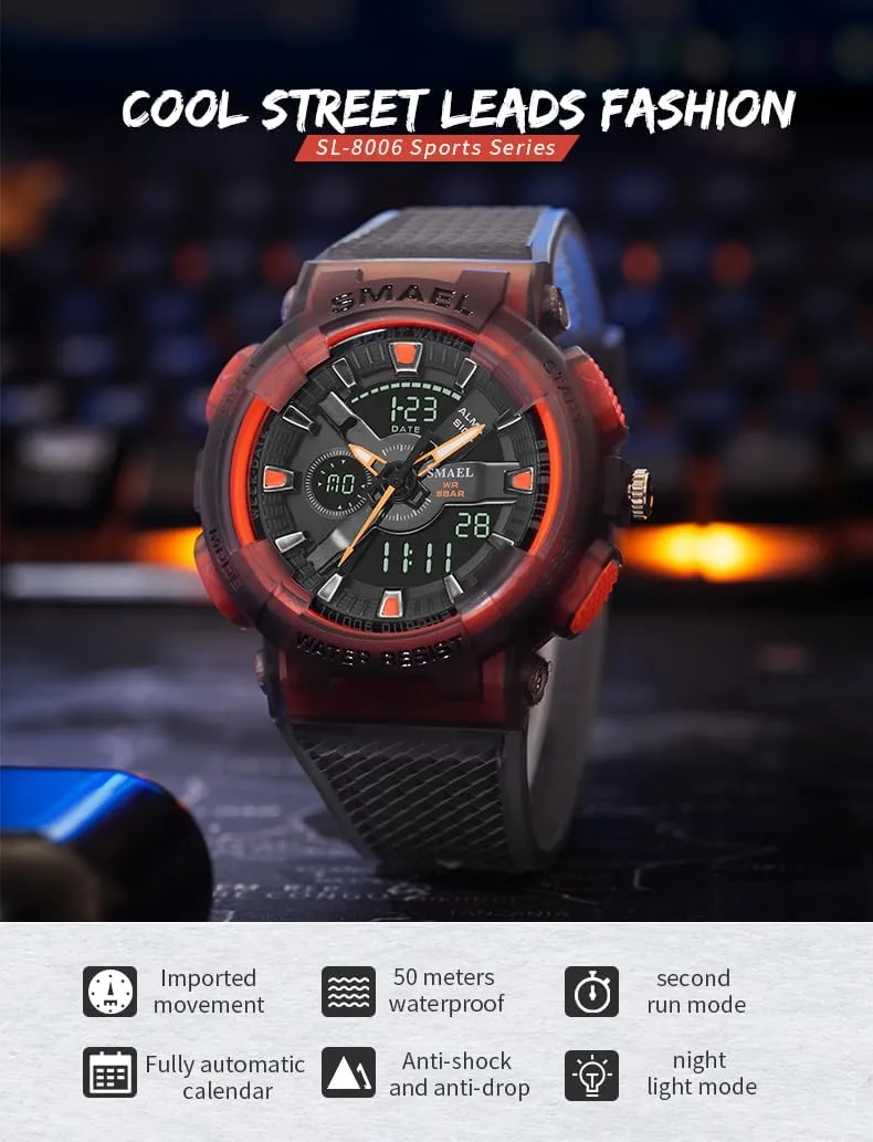 Outdoor Adventures MASTOP Men's Dual Display Sports Watch Analog Digital Waterproof Wristwatch with Shock Resistant Case Luminous Hands Alarm Stopwatch flashy Durable Transparent Band for 