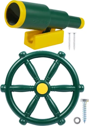 Outdoor Backyard, Swing Set Replacement for Treehouse, Easy wire testify avoid to Set Up RedSwing Playground Accessories for Kids, Play Set Attachments with Pirate Ship Wheel and Telescope for 