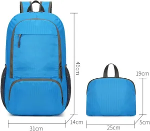 Outdoor Cycling Travel baby Bag for Gym Climbing Trekking (Blue) Foldable Backpack Lightweight Packable Hiking Daypack Large Capacity 