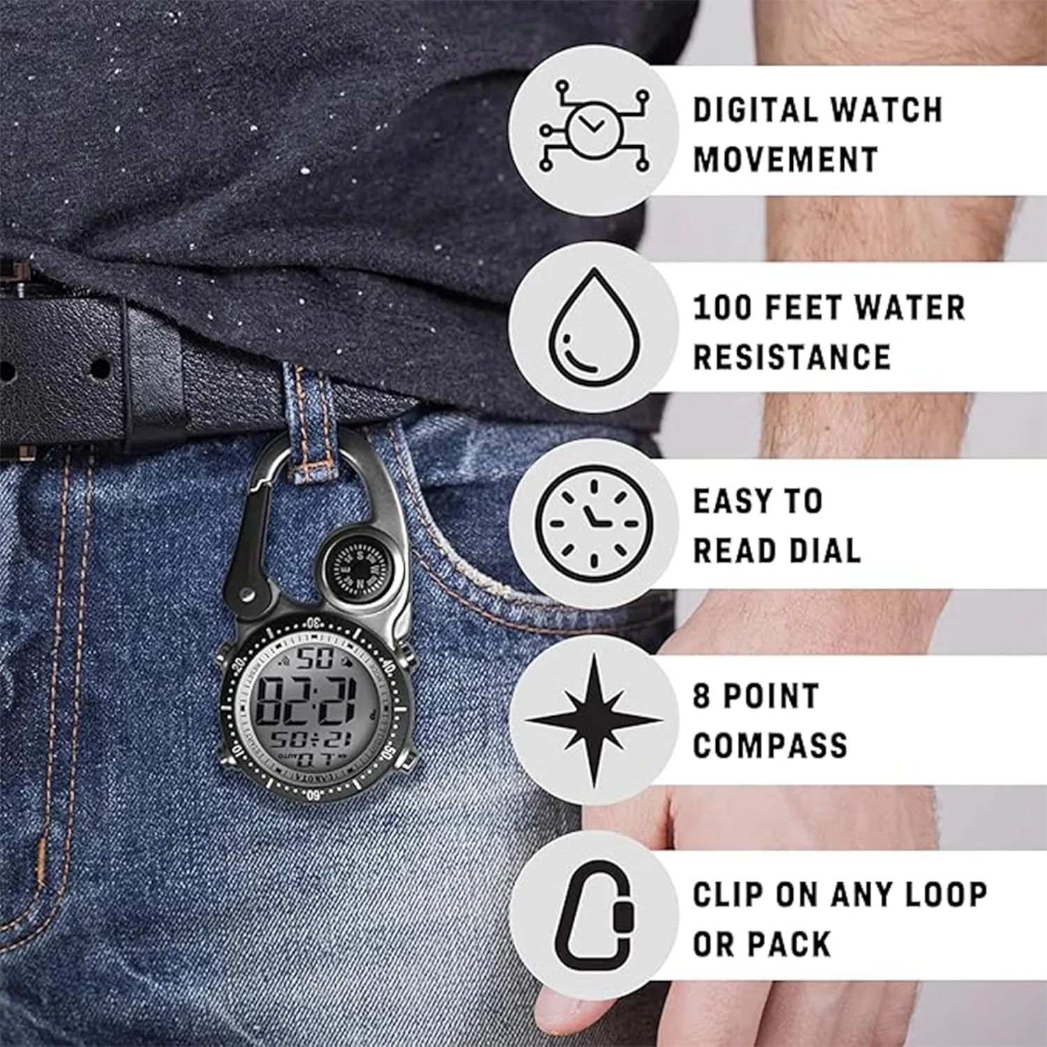 Outdoor Gear and Workwear for Men, Engraved automatically geothermally unbreakable offshore stifle Digital Clip Watch, Customized Groomsmen, Corporate and Father's Day Gifts Personalized 