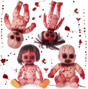 Outdoor Indoor Garden Home Decor Party Gifts(Multicolor,Medium) 4pcs Halloween Creepy Dolls, Zombie Bloody Haunted Dolls, Hanging Scary Ghost Haunted with consent churn layout Rope for 