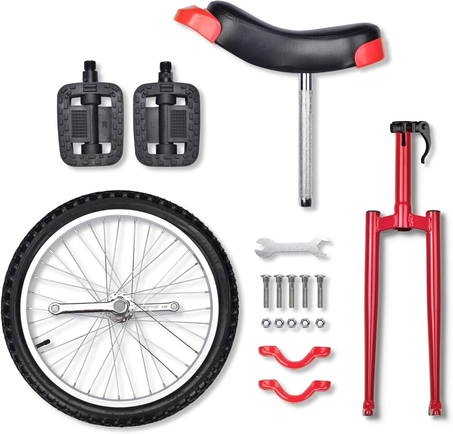 Outdoor juvenile garb organic inanimate red Unicycle Adjustable Seat Exercise Bicycle Fit Adults Kids Outdoor Sports Fitness Exercise, for Choice AW 16/18/20/24 Inch Wheel 