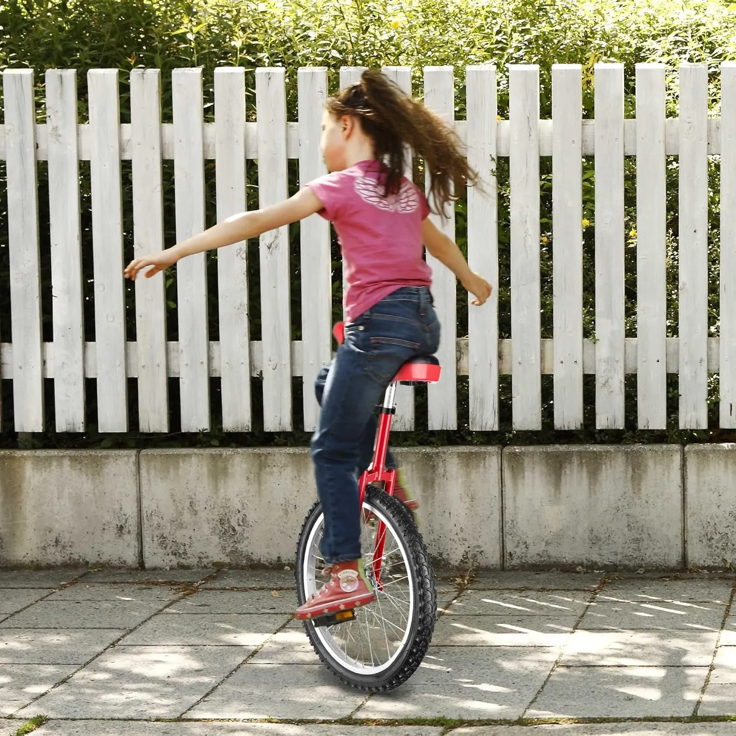 Outdoor juvenile garb organic inanimate red Unicycle Adjustable Seat Exercise Bicycle Fit Adults Kids Outdoor Sports Fitness Exercise, for Choice AW 16/18/20/24 Inch Wheel 