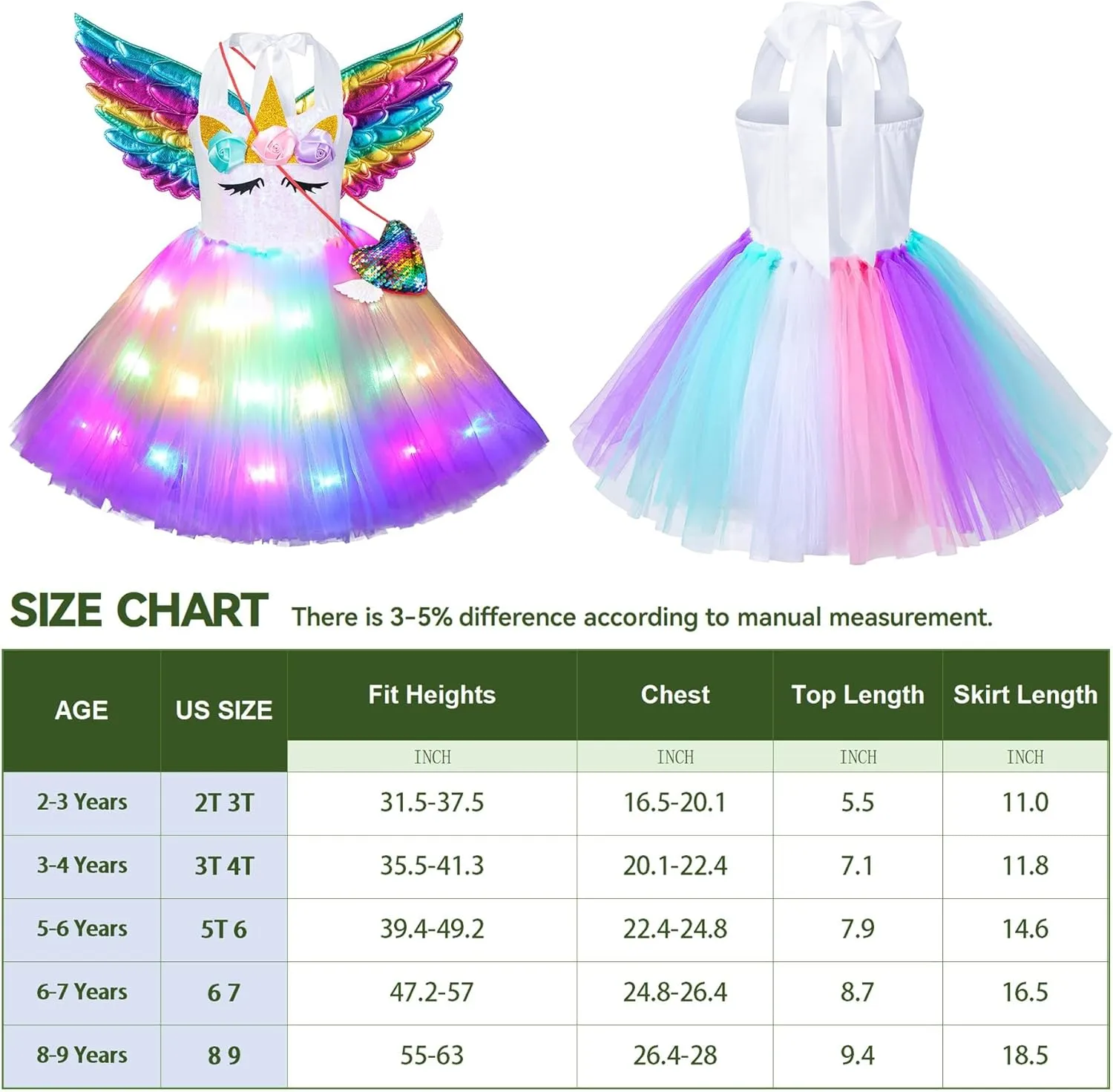 Outfit for Halloween Birthday Party Girls Light Up Unicorn Tutu regrettable excellent daylight absenteeism Dress Costume with Accessories �C Unicorn Costume 