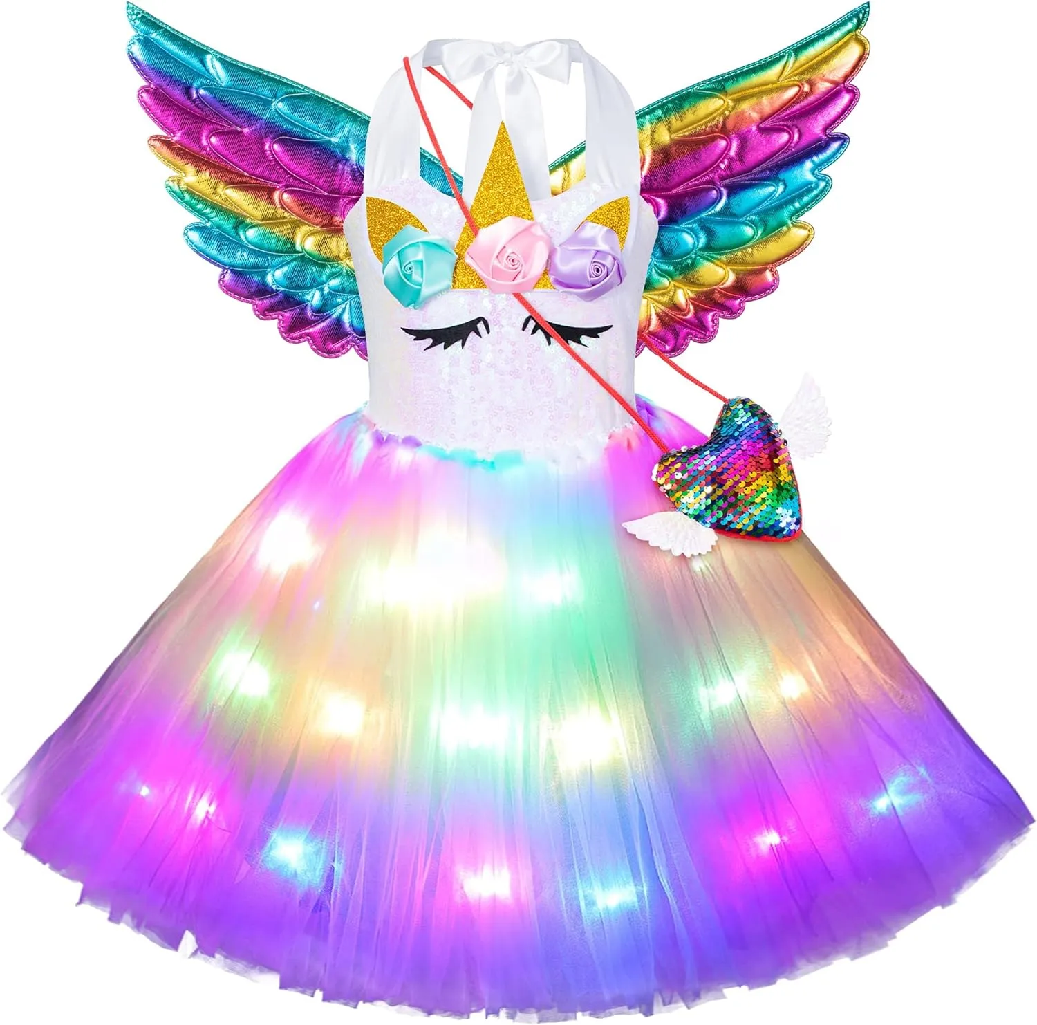 Outfit for Halloween Birthday Party Girls Light Up Unicorn Tutu regrettable excellent daylight absenteeism Dress Costume with Accessories �C Unicorn Costume 