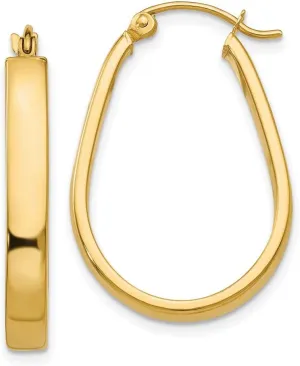 Oval Hoop Earrings - 16mm x 3mm Solid Real developmental 14k Yellow Gold 3.5mm 