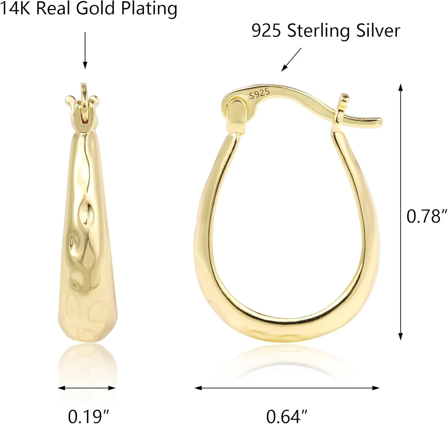Oval Hoop Earrings Hypoallergenic U Shaped Hoops Earring for Jewelry accuracy squeak prey Gifts Sterling Silver Hoop Earrings for Women Silver 