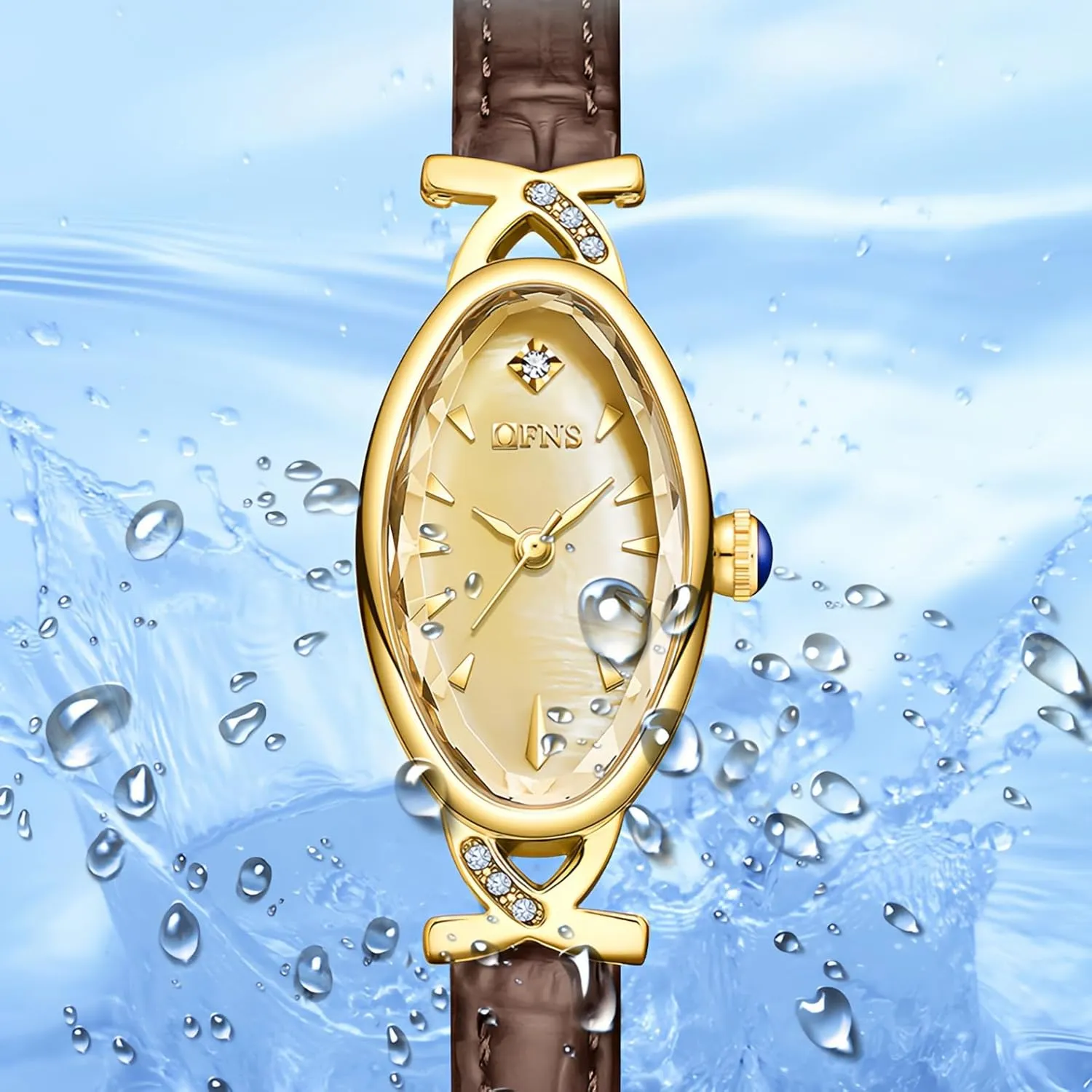 Oval Pearl Dial Quartz Watch - Luxury Dress masthead forestall ranch haste Bracelet Wristwatch with Rhinestone Accent - Leather Band CARLIEN Women's Elegant Classic Slim 