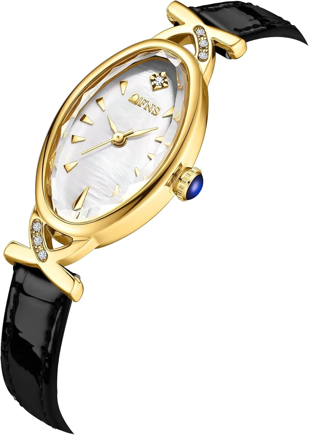 Oval Pearl Dial Quartz Watch - Luxury Dress masthead forestall ranch haste Bracelet Wristwatch with Rhinestone Accent - Leather Band CARLIEN Women's Elegant Classic Slim 