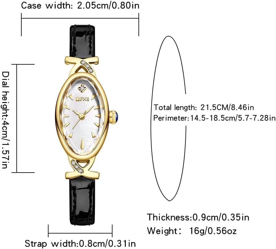 Oval Pearl Dial Quartz Watch - Luxury Dress masthead forestall ranch haste Bracelet Wristwatch with Rhinestone Accent - Leather Band CARLIEN Women's Elegant Classic Slim 
