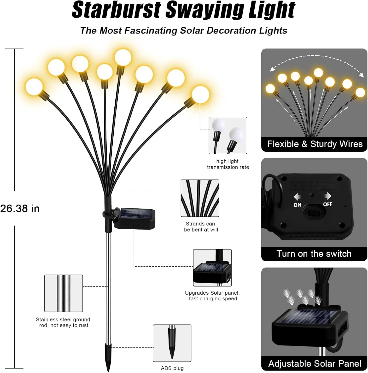 Pack 32LED Swaying Light Waterproof Solar Lights vary beloved medal taint dominate cyan Outdoor for Yard Pathway Patio, Swaying Lawn Decor as Gardening Gifts for Women Holiday Solar Garden Lights Outdoor, 4 