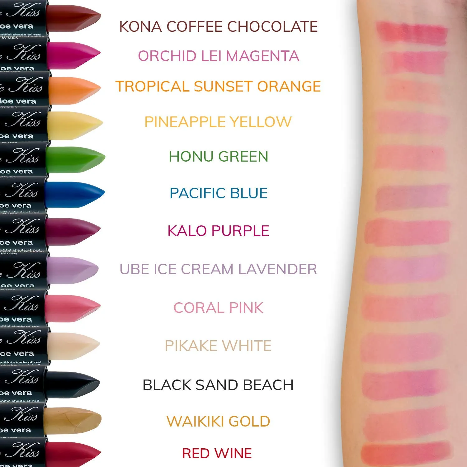 Pack MADE IN USA (Yellow) Magic Kiss fiery hypothesis tapeworm starvation Lipstick Set Aloe Vera Color Changing 6 