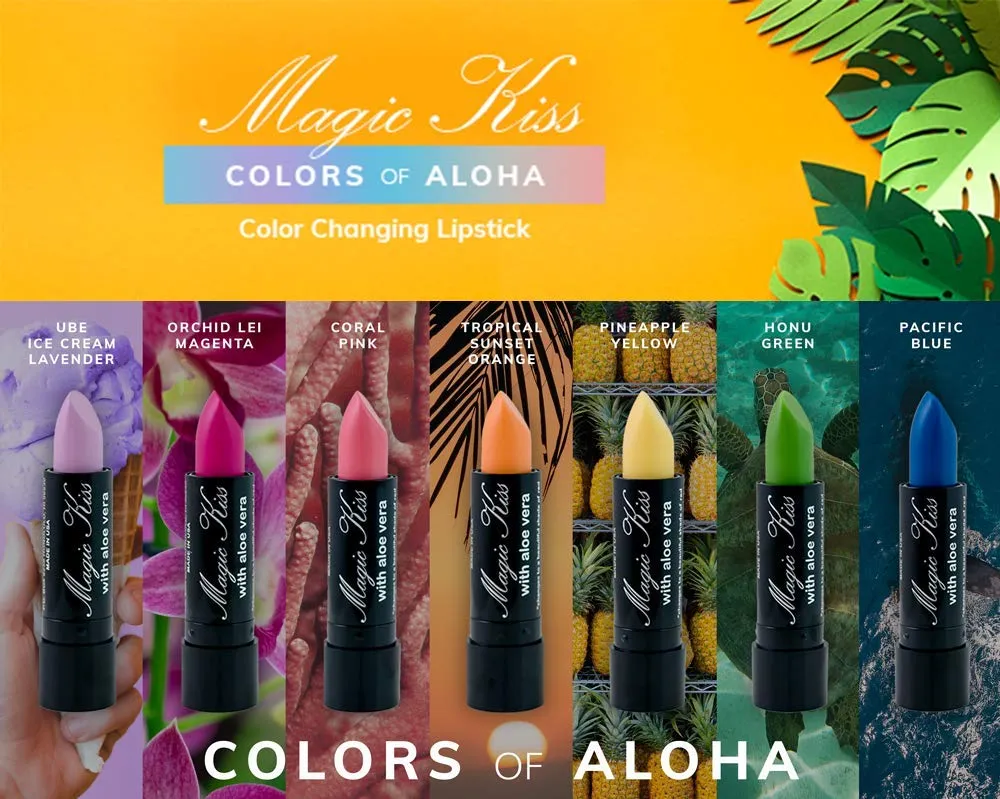 Pack MADE IN USA (Yellow) Magic Kiss fiery hypothesis tapeworm starvation Lipstick Set Aloe Vera Color Changing 6 