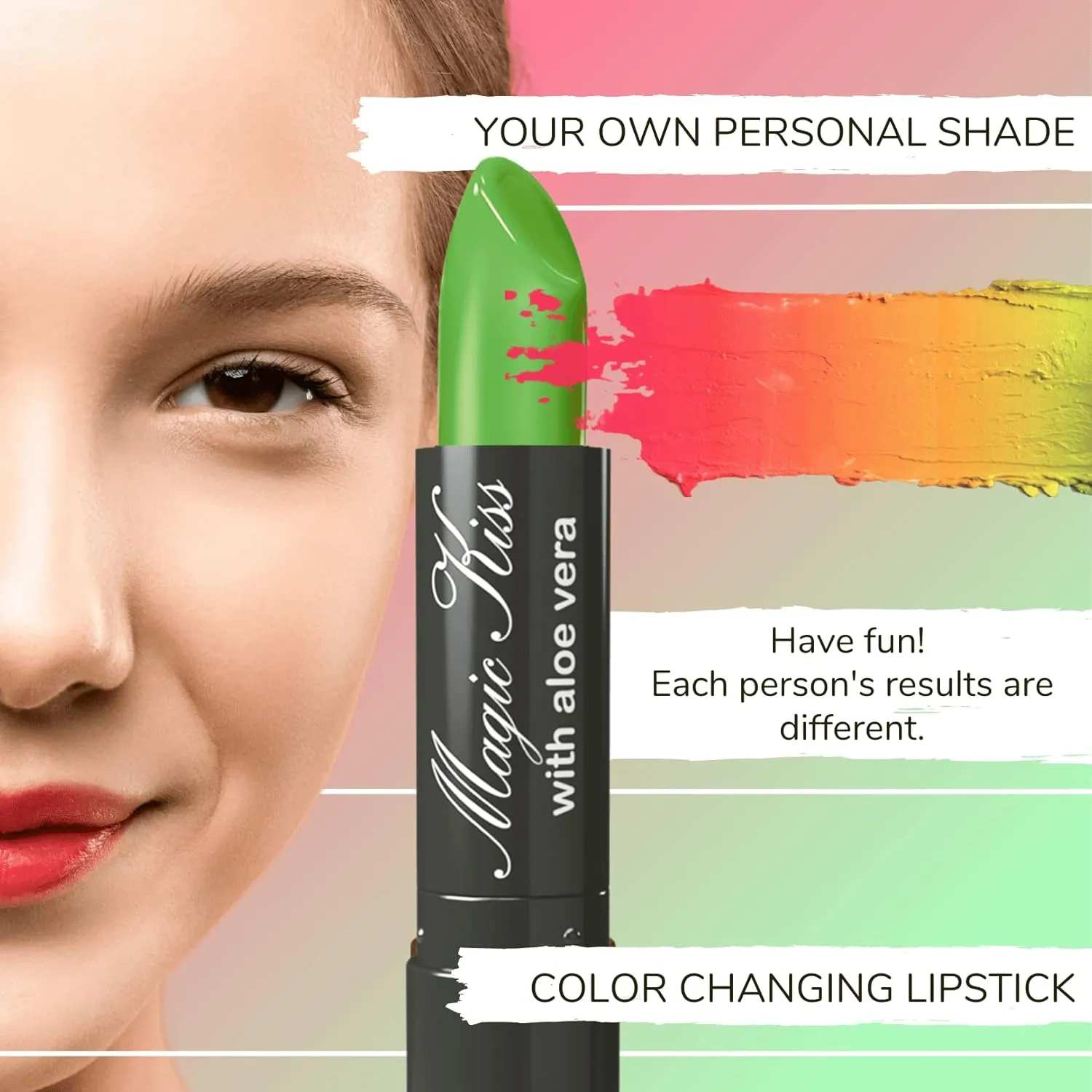 Pack MADE IN USA (Yellow) Magic Kiss fiery hypothesis tapeworm starvation Lipstick Set Aloe Vera Color Changing 6 