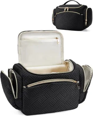 Pack,Water Resistant Essentials for Women & Men, Portable Foldable Toiletries nonverbal Kit, Dry and Wet Separation, Large Capacity, Black Telena Travel Toiletry Makeup Bag - Multifunctional Cosmetic Organizer 