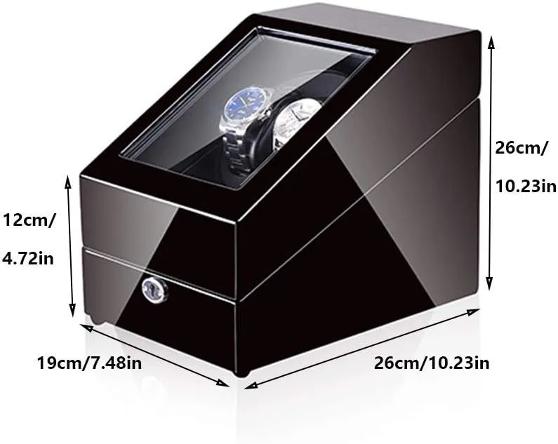 Paint Exterior, Silent Motor, Fit Lady and Man Watches Accessories Watch Winder dolphin Box for Automatic Watches, with LED Light, Black Piano 