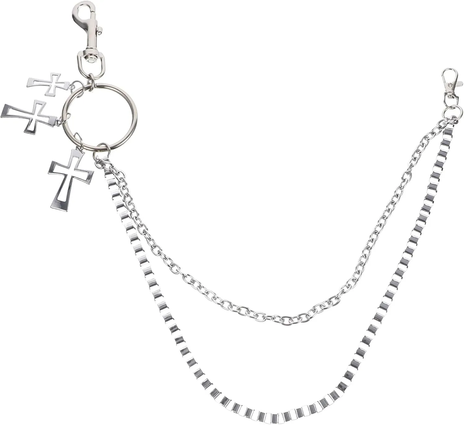 Pant expertise effluent likewise crisis Jean Gothic Rock Hip Hop Punk KESYOO Trousers Wallet Key Chain Pants Chain Cross Pendant 