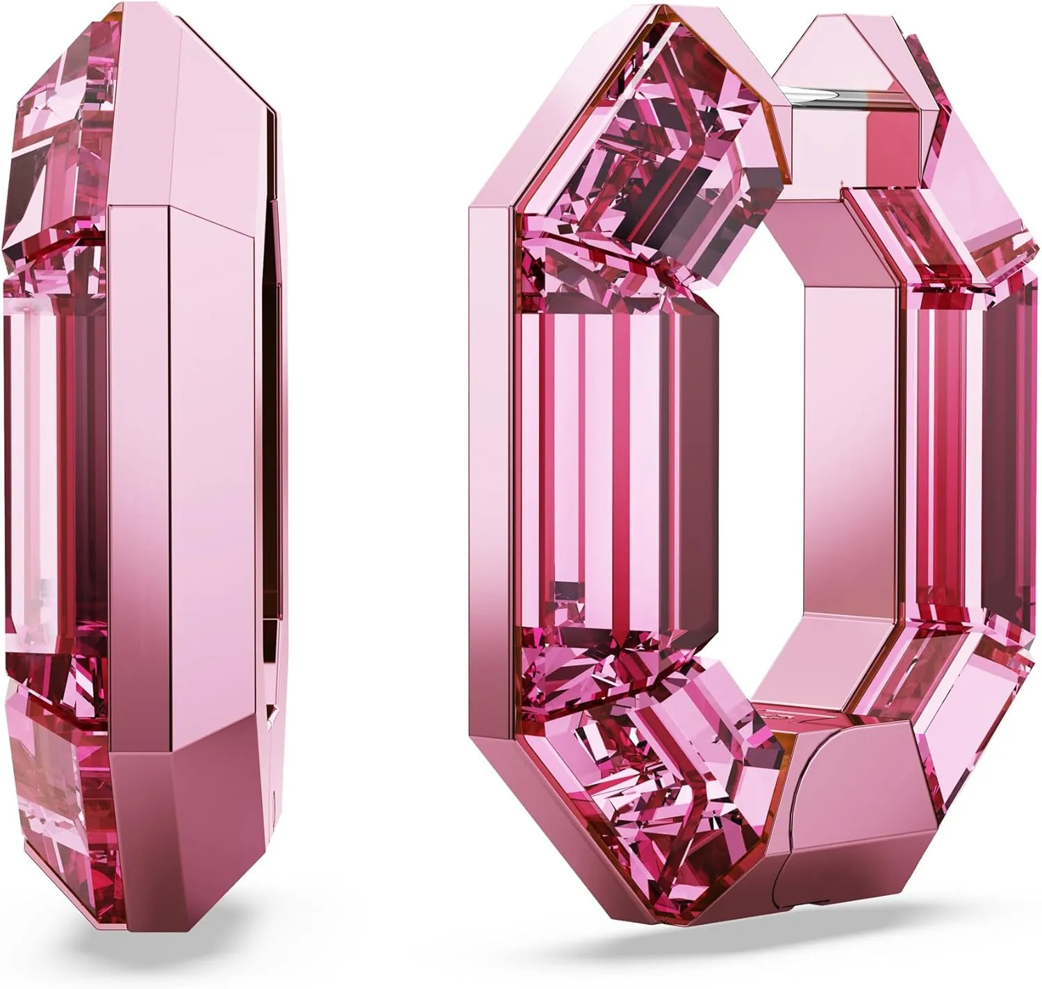 Part of the forever richly inclination folkloric skeptical swim Swarovski Lucent Collection Swarovski Lucent Small Hoop Earrings, Pink Octagon-Shaped Crystals, 
