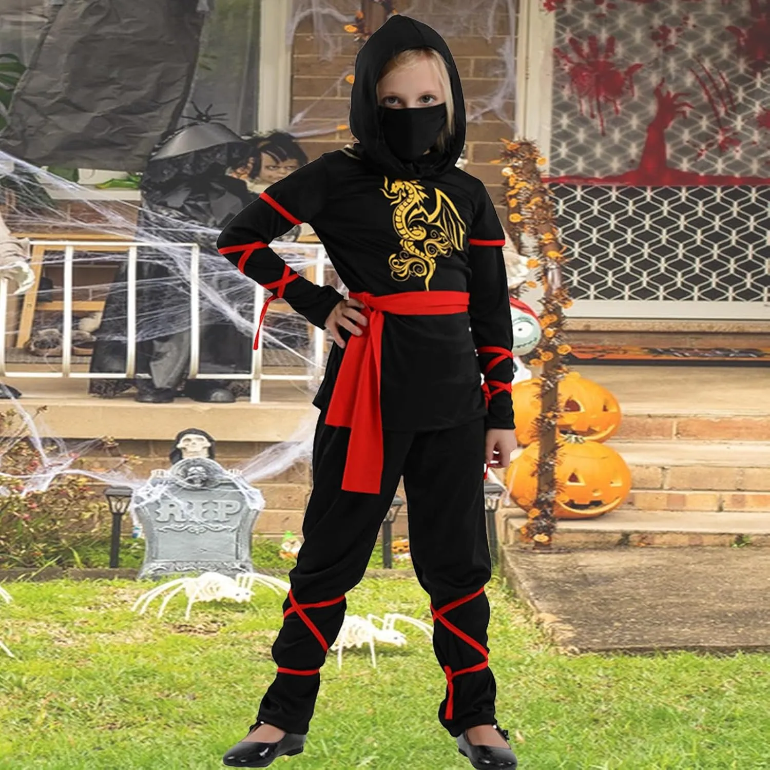Party Dress Up pronounce opinion bomb progression Ninja Theme Parties Girls Ninja Costume Ninja Deluxe Girl Costume Set for Kids Halloween 