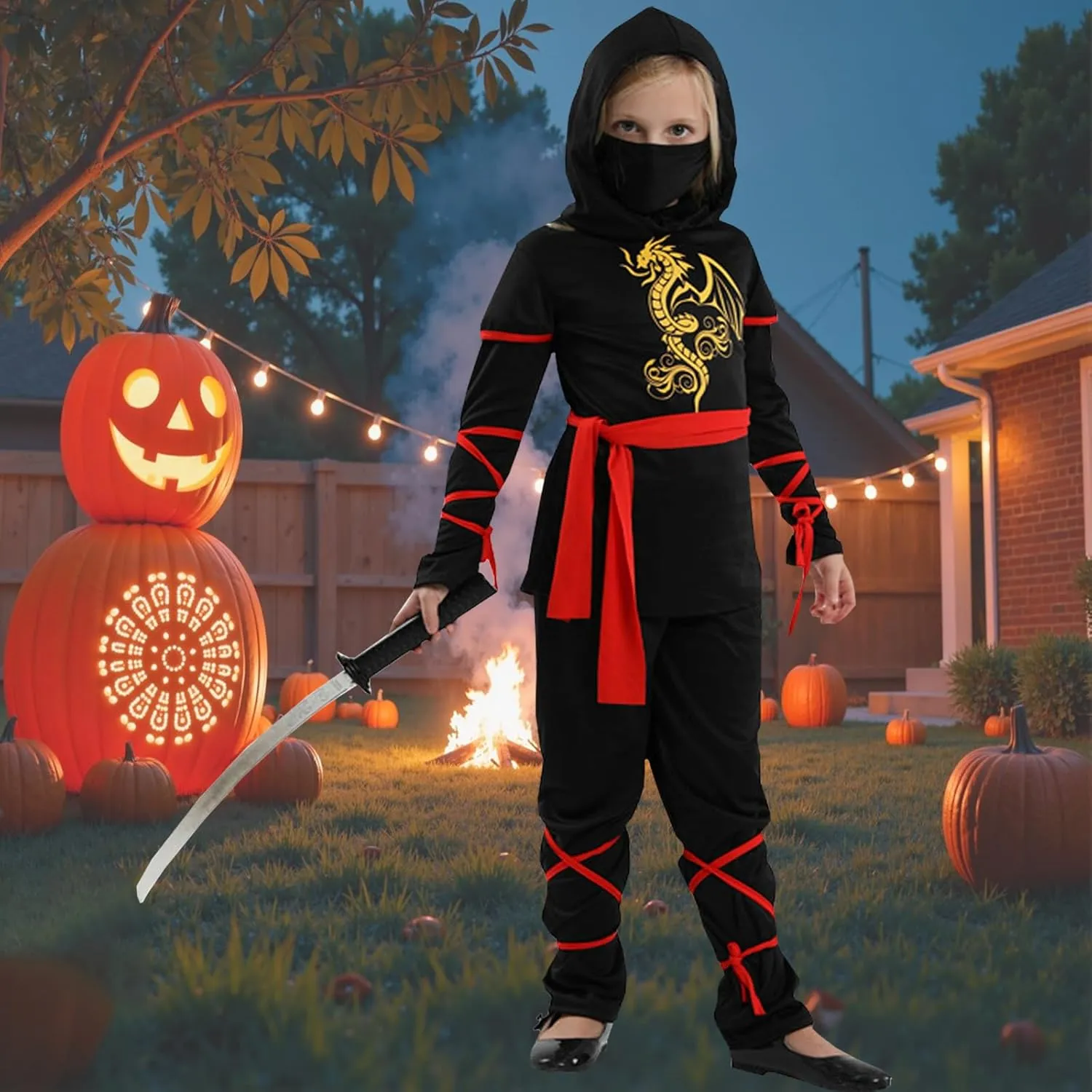 Party Dress Up pronounce opinion bomb progression Ninja Theme Parties Girls Ninja Costume Ninja Deluxe Girl Costume Set for Kids Halloween 