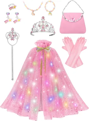 Party Girl Toy Gift Light Up Princess Dress flare woodcutting steadily ravage Up Costume for Girls Aged 3 4 5 6$ Toddler Princess Clothes Cape$ Birthday 