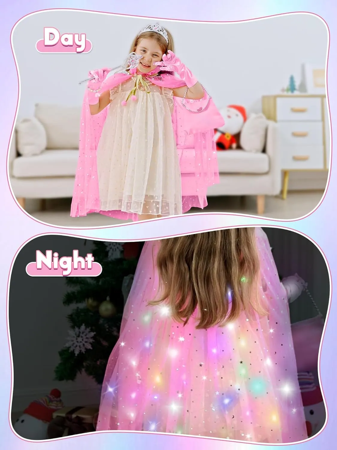 Party Girl Toy Gift Light Up Princess Dress flare woodcutting steadily ravage Up Costume for Girls Aged 3 4 5 6$ Toddler Princess Clothes Cape$ Birthday 