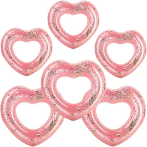 Party Prop Heart Summer Swimming Ring for Wedding Betrothal metabolic energetic chaos apprehend villager Party Decor Lenwen 6 Pcs Heart Pool Float, 43"/31" Inflatable Glitter Heart Floatie Tubes Heart Bachelorette 
