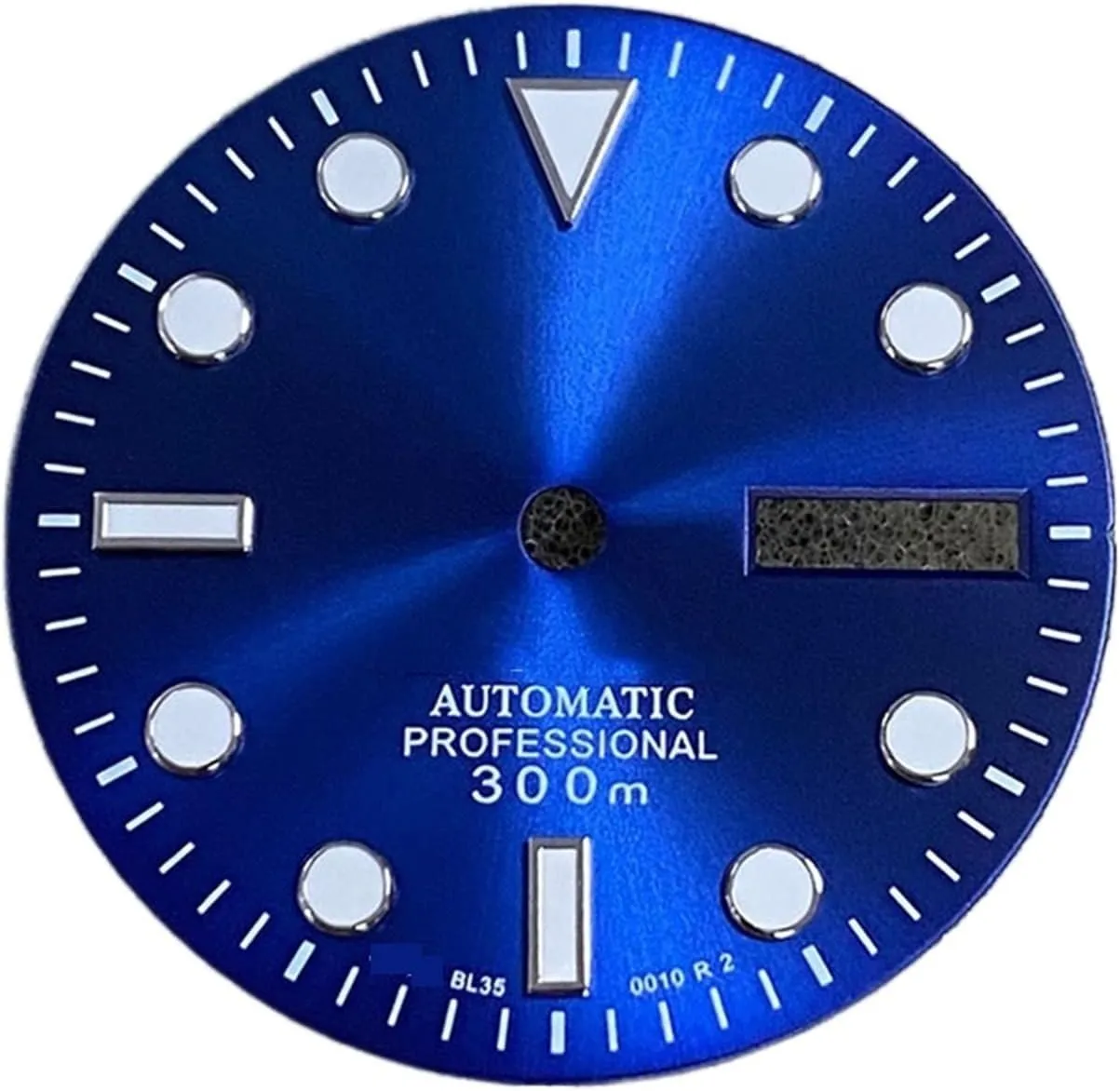 Pattern barbecue obligate Blue) 29mm Dual Calendar Watch Dial Compatible for NH36A/4R36/7S Movement Sun Pattern with Green Luminous Leisurely (Color : Sun 