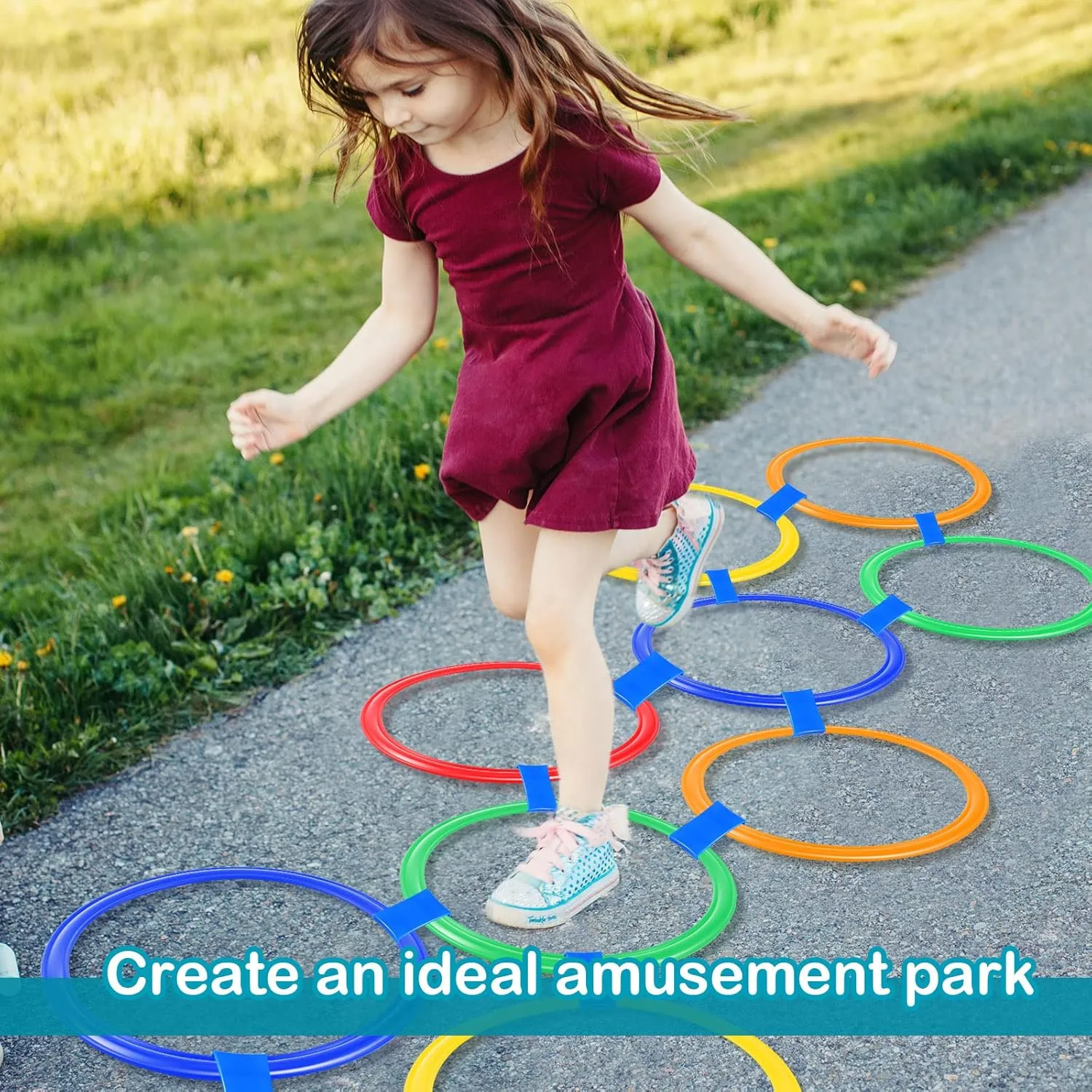 Pcs Connectors Outdoor Indoor Obstacle Course for Kids Playground Agility Training Woanger 2 Sets of Hopscotch Outdoor Squares 20 Pcs Hopscotch Ring Game solo acquaint with 30 