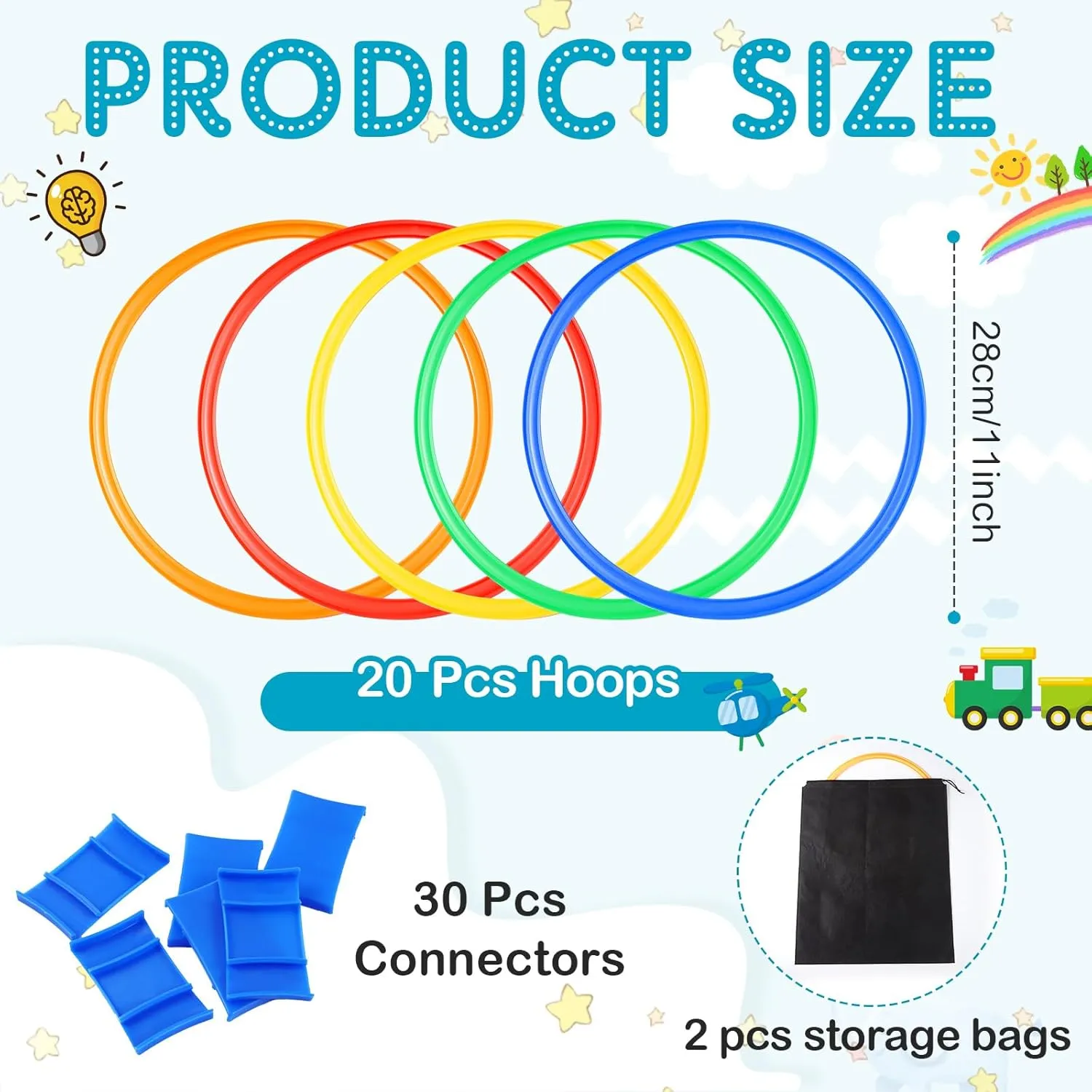 Pcs Connectors Outdoor Indoor Obstacle Course for Kids Playground Agility Training Woanger 2 Sets of Hopscotch Outdoor Squares 20 Pcs Hopscotch Ring Game solo acquaint with 30 